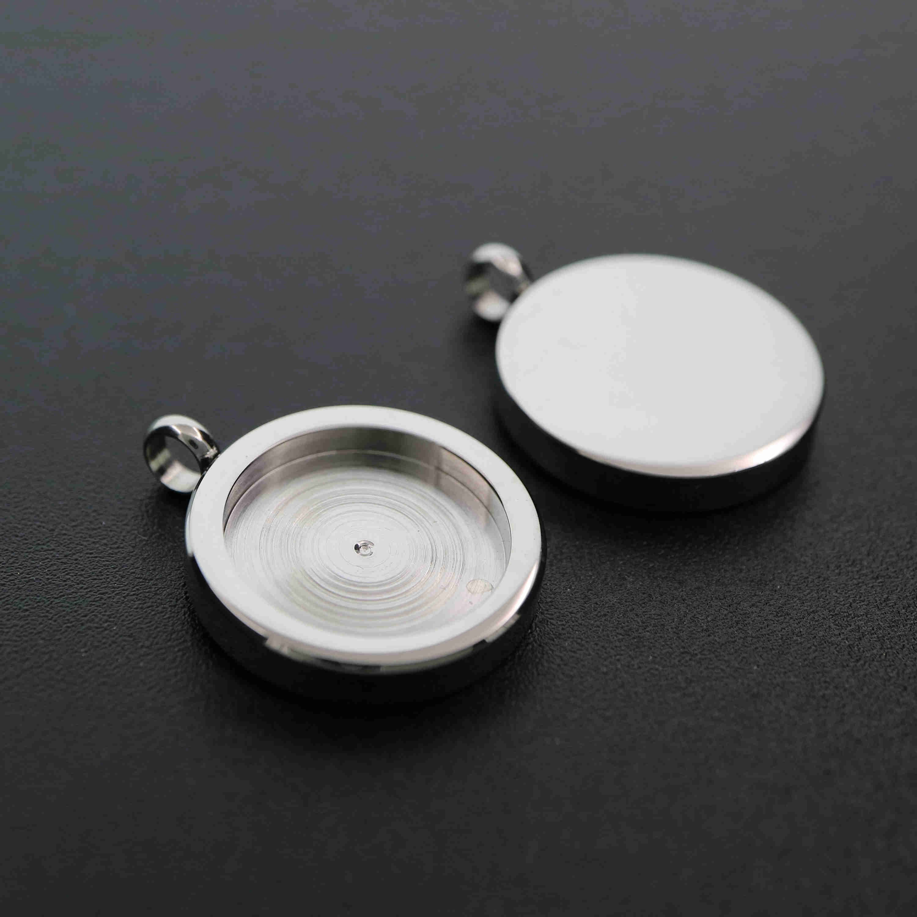 5Pcs 15MM Setting Size Stainless Steel Round Bezel Tray Color Not Tarnish Pendant Charm Settings DIY jewelry Supplies 1411223 - Click Image to Close